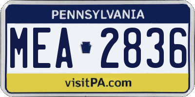 PA license plate MEA2836