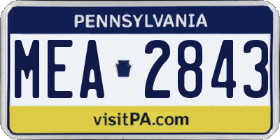 PA license plate MEA2843