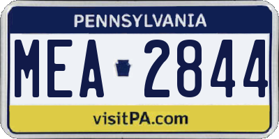 PA license plate MEA2844