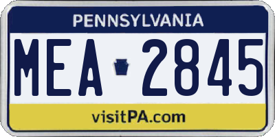 PA license plate MEA2845