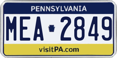 PA license plate MEA2849