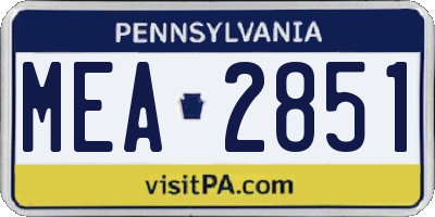PA license plate MEA2851