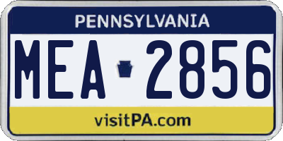 PA license plate MEA2856