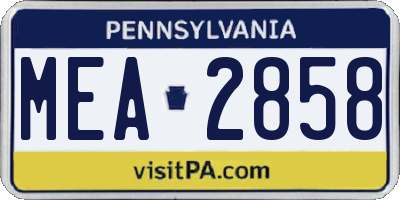 PA license plate MEA2858