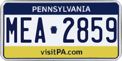 PA license plate MEA2859