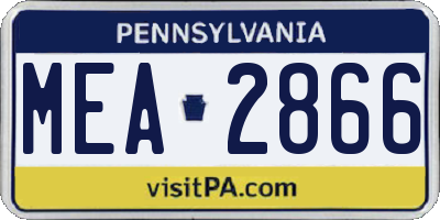 PA license plate MEA2866
