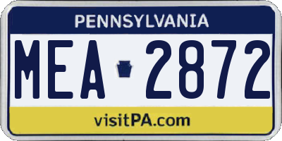 PA license plate MEA2872