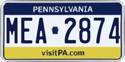 PA license plate MEA2874