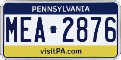 PA license plate MEA2876