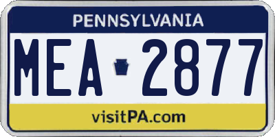 PA license plate MEA2877