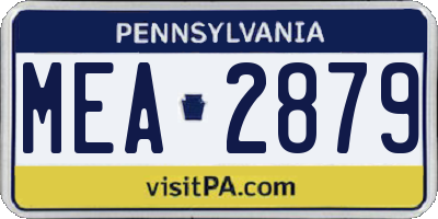 PA license plate MEA2879
