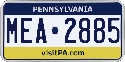 PA license plate MEA2885