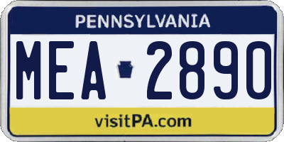 PA license plate MEA2890