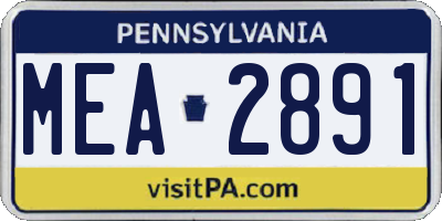 PA license plate MEA2891