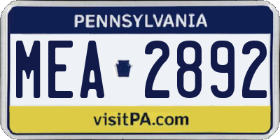 PA license plate MEA2892
