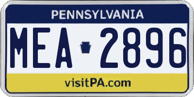 PA license plate MEA2896