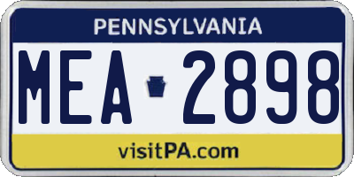 PA license plate MEA2898