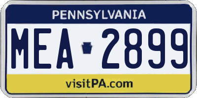 PA license plate MEA2899