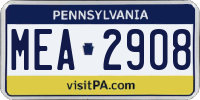 PA license plate MEA2908