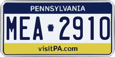 PA license plate MEA2910