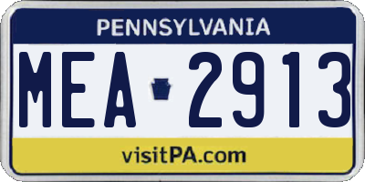 PA license plate MEA2913