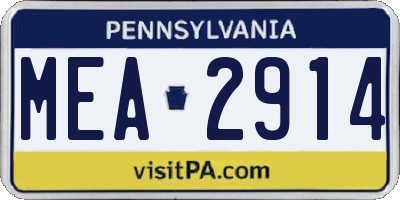 PA license plate MEA2914