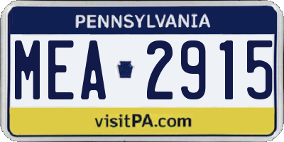 PA license plate MEA2915