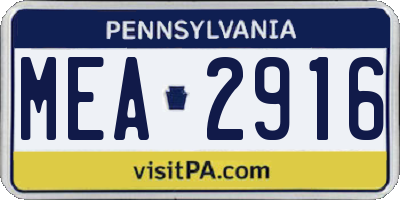 PA license plate MEA2916