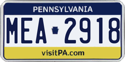 PA license plate MEA2918