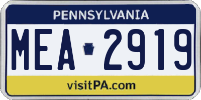 PA license plate MEA2919