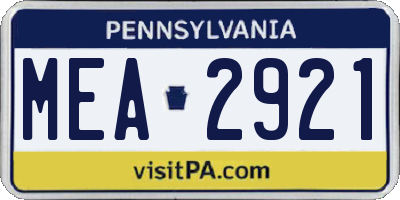 PA license plate MEA2921