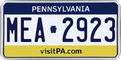 PA license plate MEA2923