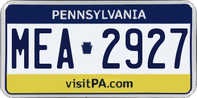 PA license plate MEA2927