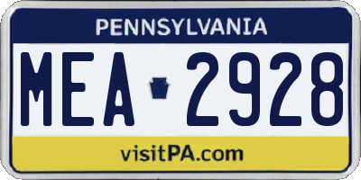 PA license plate MEA2928