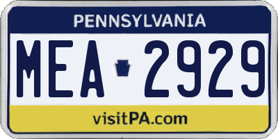 PA license plate MEA2929