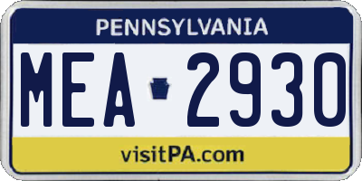 PA license plate MEA2930