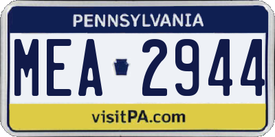 PA license plate MEA2944