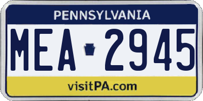 PA license plate MEA2945