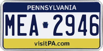 PA license plate MEA2946