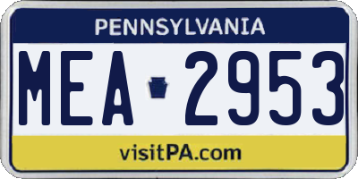 PA license plate MEA2953