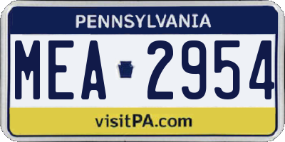 PA license plate MEA2954