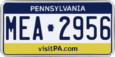PA license plate MEA2956
