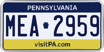 PA license plate MEA2959