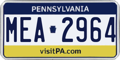 PA license plate MEA2964