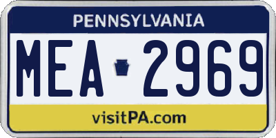 PA license plate MEA2969