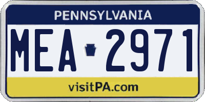 PA license plate MEA2971