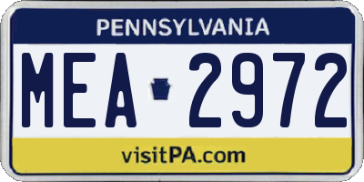 PA license plate MEA2972