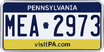 PA license plate MEA2973