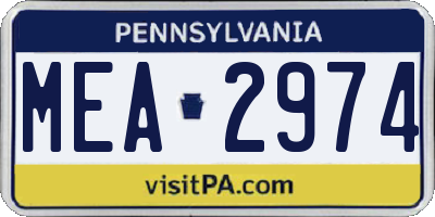 PA license plate MEA2974