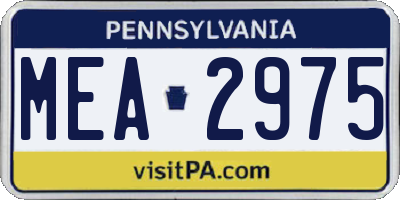 PA license plate MEA2975
